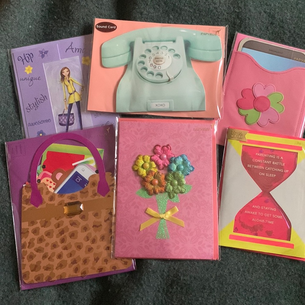 Lot/Bundle of 6 Papyrus Beautiful Mother’s Day Cards: phone w/sound and more 💐
